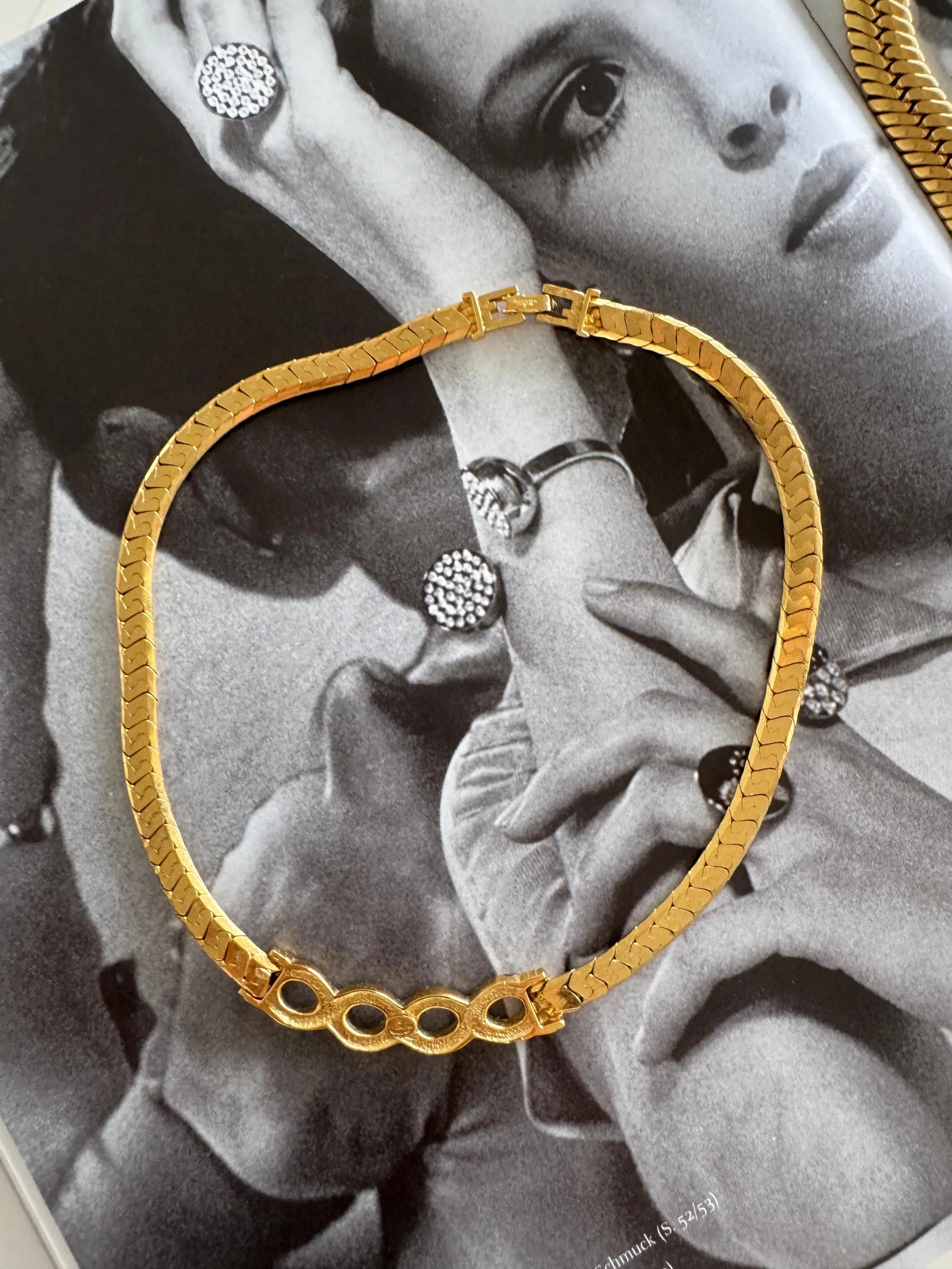 Vintage Givenchy Necklace, Vintage Gold Tone Necklace Gaspipe Necklace, Vintage Choker Necklace, Jewelry for Women, Gold Chain, Gift for her