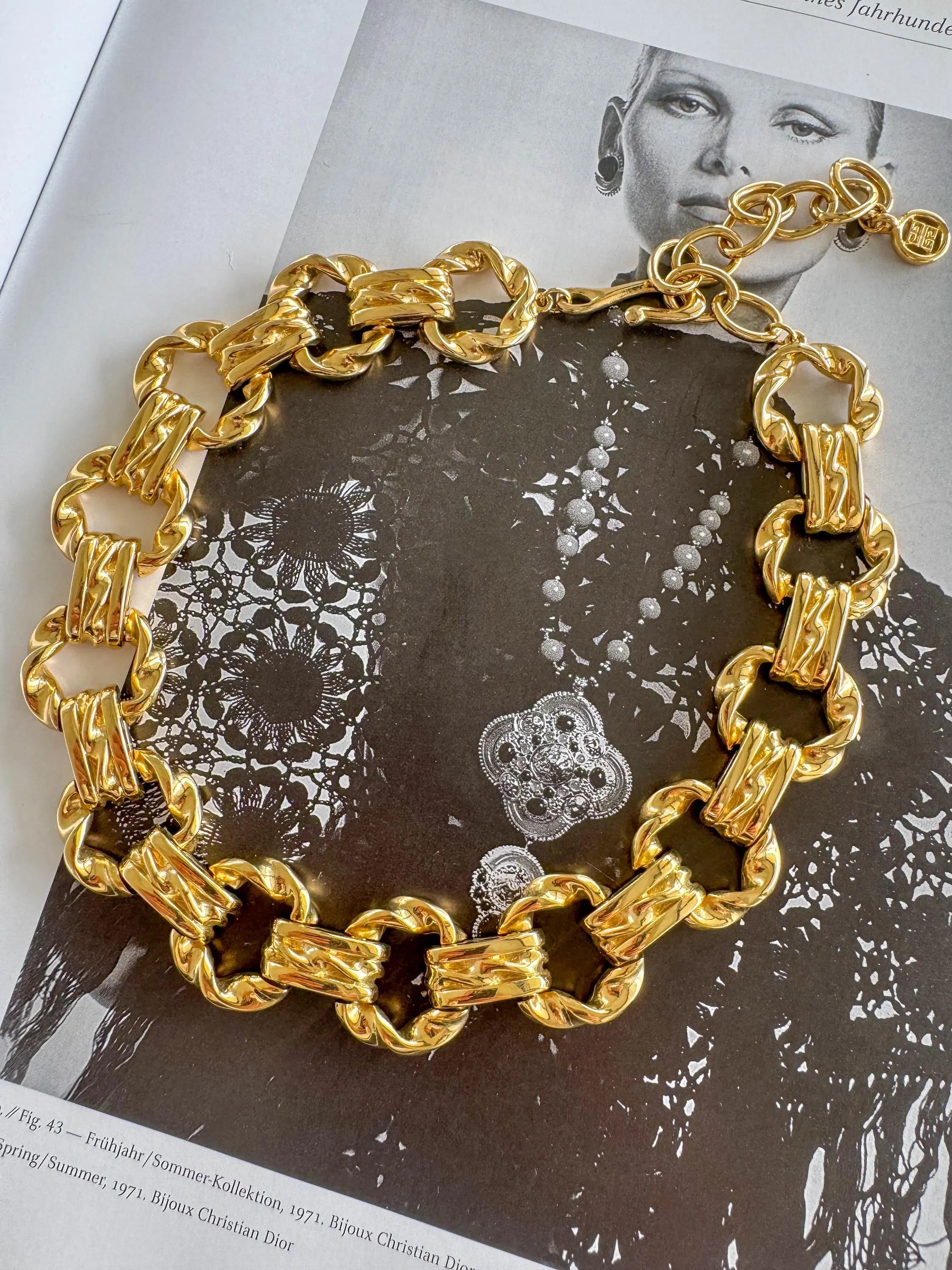 Vintage Givenchy Necklace, Chunky Choker Necklace, Designer High End Jewelry, 80s Vintage, vintage bridal, Necklace Gold, Gift for her