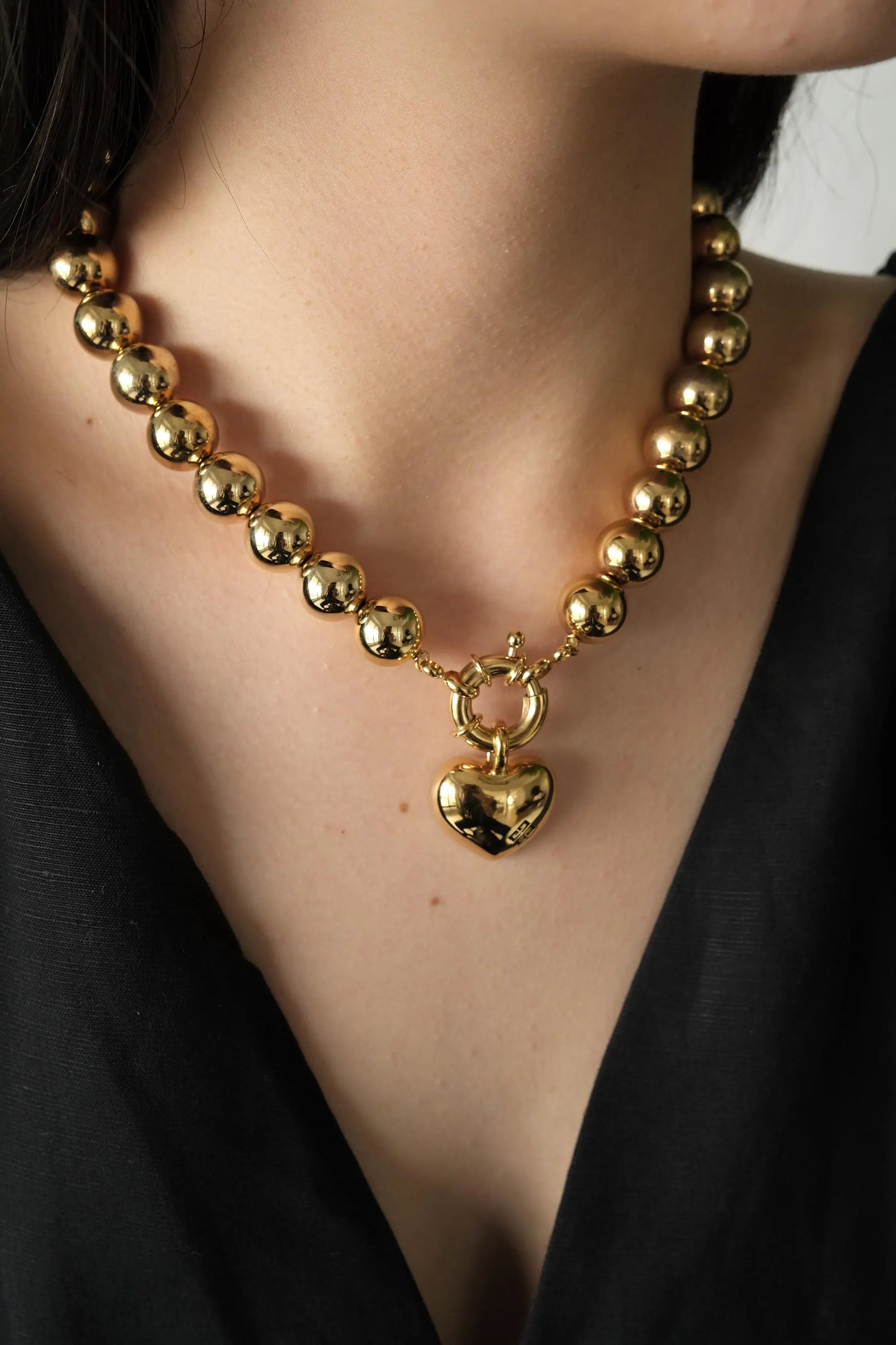 Vintage Givenchy Necklace, Chunky Choker Necklace, heart Givenchy, Designer High End Jewelry, 80s Vintage, Massive heart Pendant Necklace 
