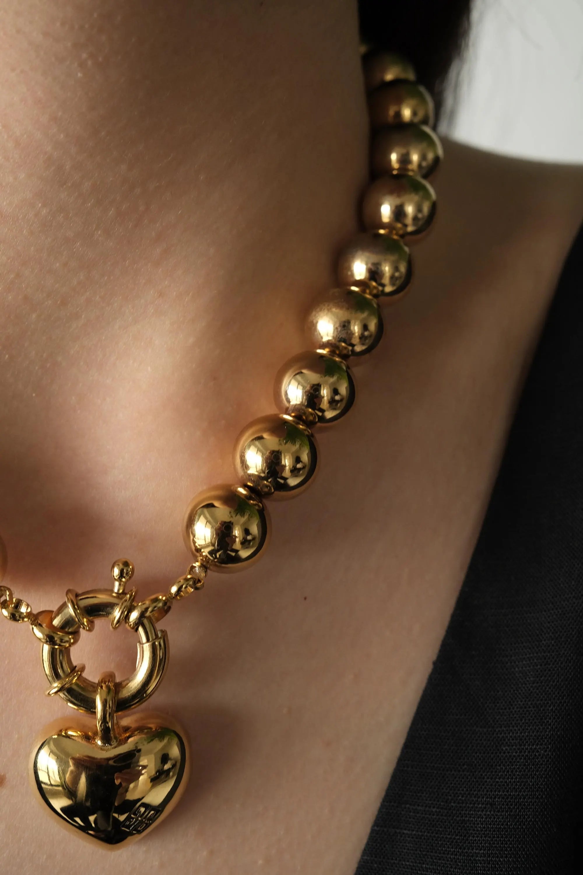 Vintage Givenchy Necklace, Chunky Choker Necklace, heart Givenchy, Designer High End Jewelry, 80s Vintage, Massive heart Pendant Necklace 
