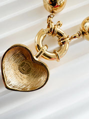 Vintage Givenchy Necklace, Chunky Choker Necklace, heart Givenchy, Designer High End Jewelry, 80s Vintage, Massive heart Pendant Necklace 