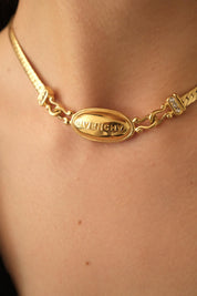 Vintage Givenchy Necklace, Vintage Gold Tone Necklace, Logo Necklace, Vintage Choker Necklace, Jewelry for Women, Gold Chain, Gift for her