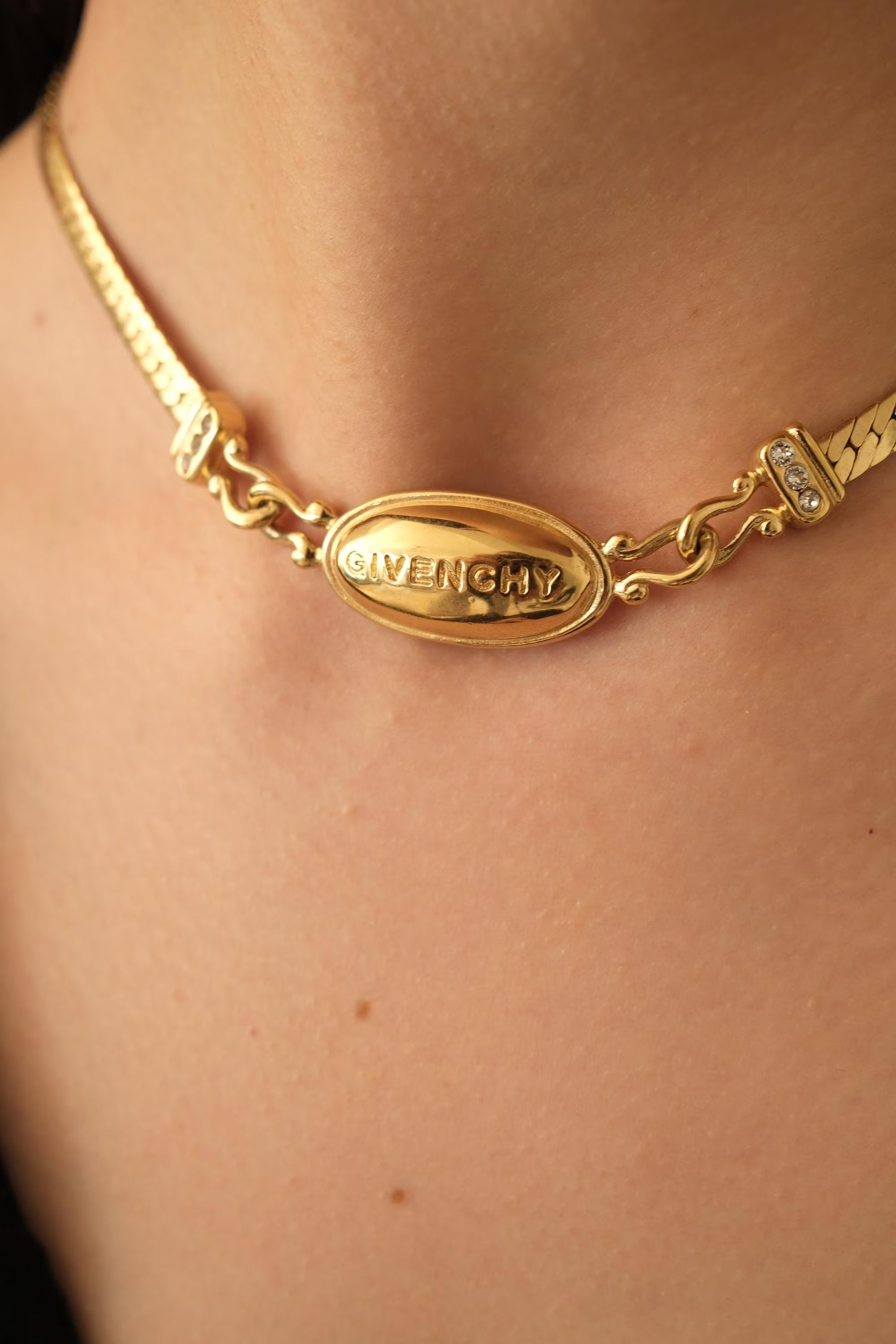 Vintage Givenchy Necklace, Vintage Gold Tone Necklace, Logo Necklace, Vintage Choker Necklace, Jewelry for Women, Gold Chain, Gift for her
