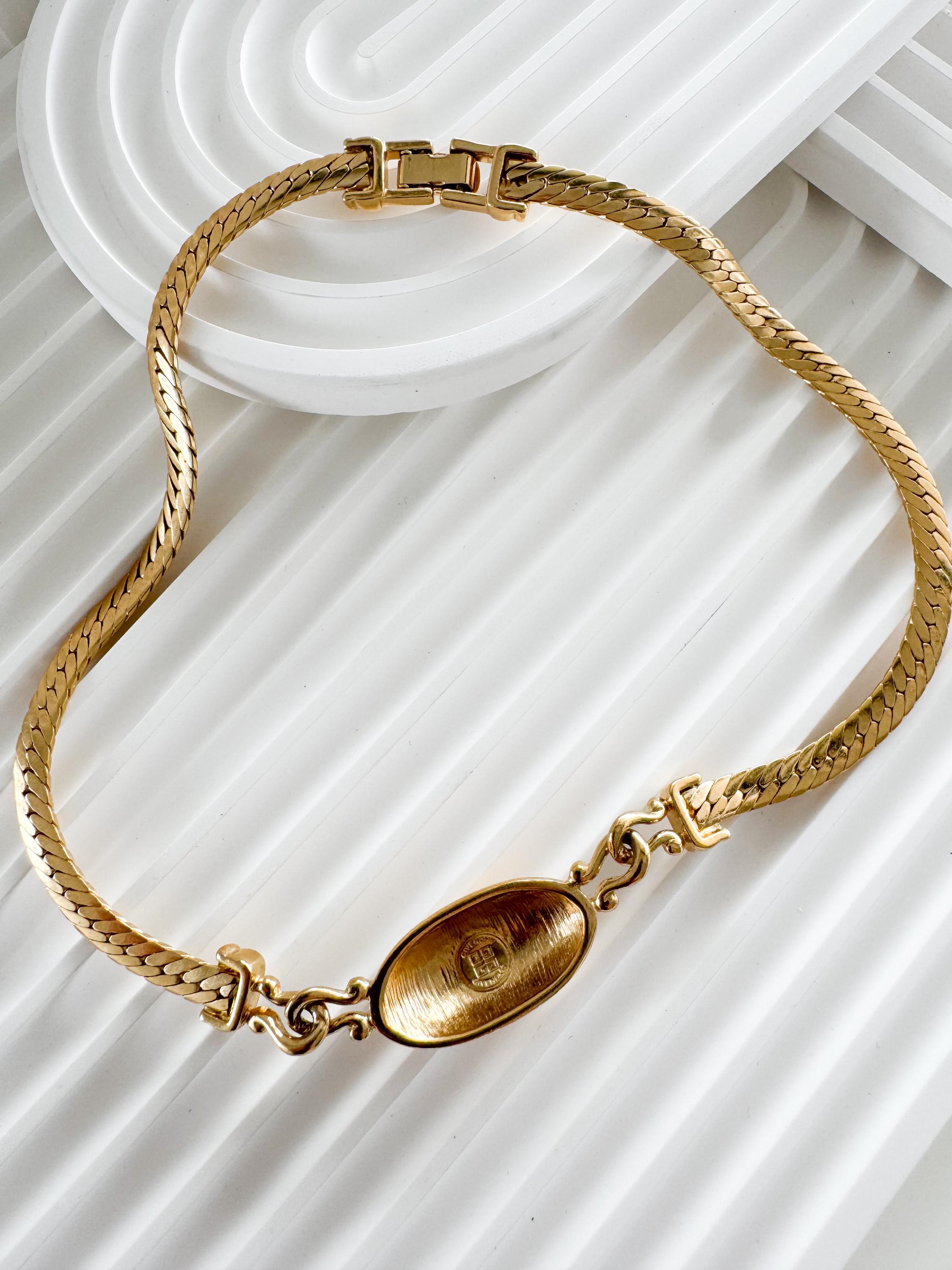Vintage Givenchy Necklace, Vintage Gold Tone Necklace, Logo Necklace, Vintage Choker Necklace, Jewelry for Women, Gold Chain, Gift for her
