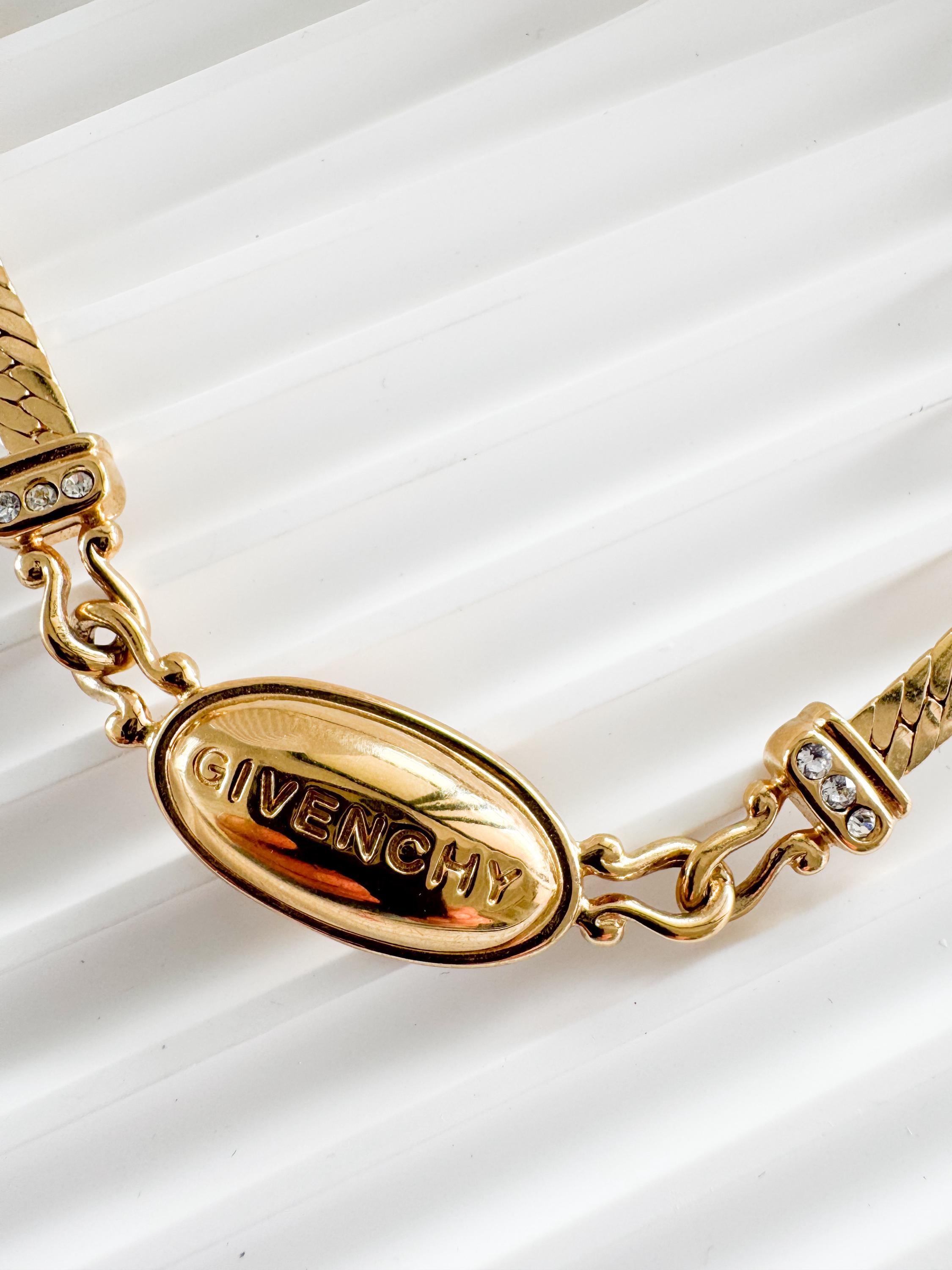 Vintage Givenchy Necklace, Vintage Gold Tone Necklace, Logo Necklace, Vintage Choker Necklace, Jewelry for Women, Gold Chain, Gift for her