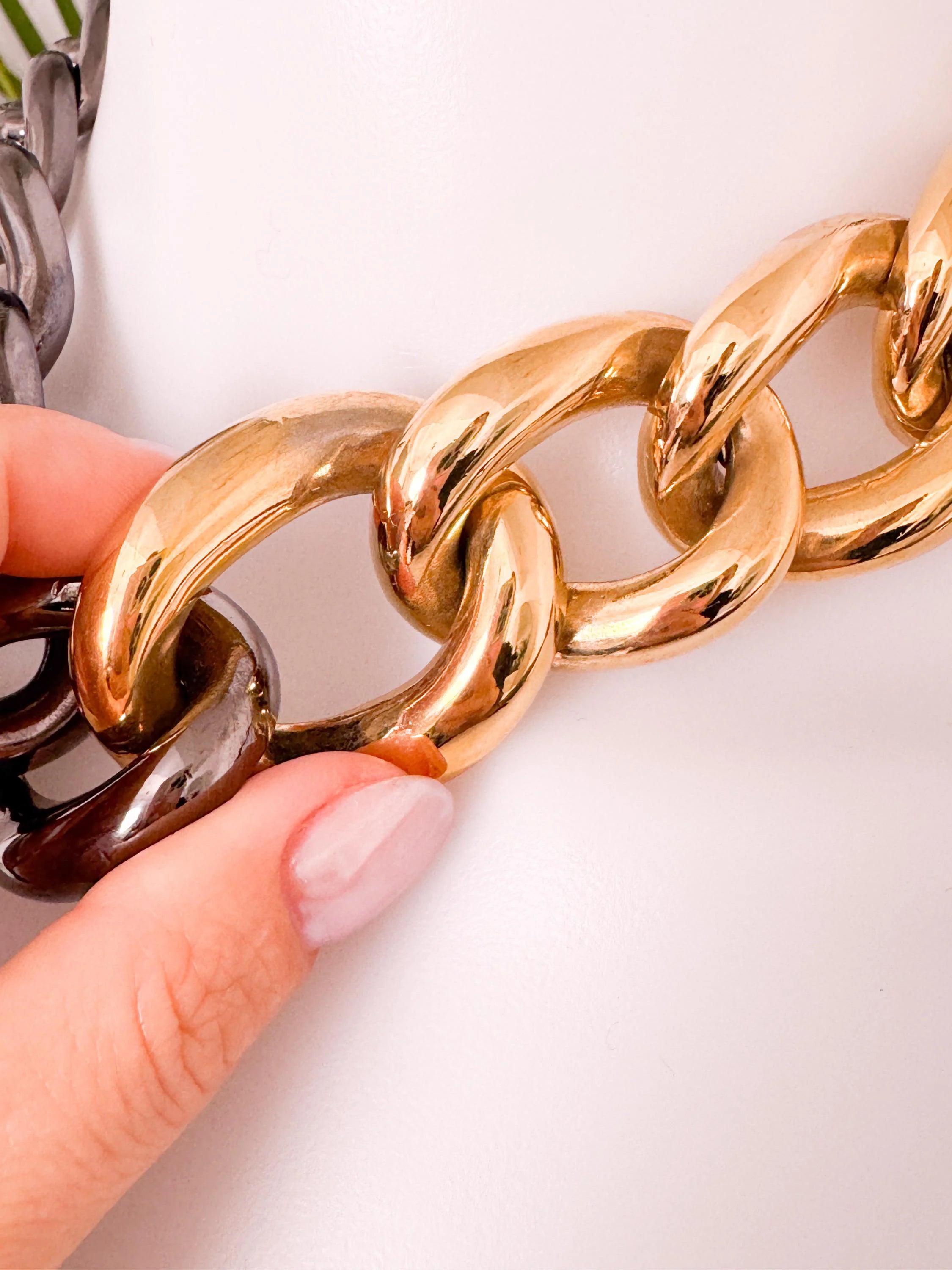 Vintage Givenchy Paris New York Bold Chain Choker Two-Tone Gold-Tone Necklace 1980s Designer Jewelry