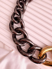 Vintage Givenchy Paris New York Bold Chain Choker Two-Tone Gold-Tone Necklace 1980s Designer Jewelry