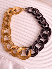Vintage Givenchy Paris New York Bold Chain Choker Two-Tone Gold-Tone Necklace 1980s Designer Jewelry