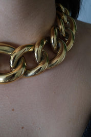 Vintage Givenchy Paris New York Bold Chain Choker Two-Tone Gold-Tone Necklace 1980s Designer Jewelry