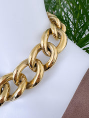 Vintage Givenchy Paris New York Bold Chain Choker Two-Tone Gold-Tone Necklace 1980s Designer Jewelry