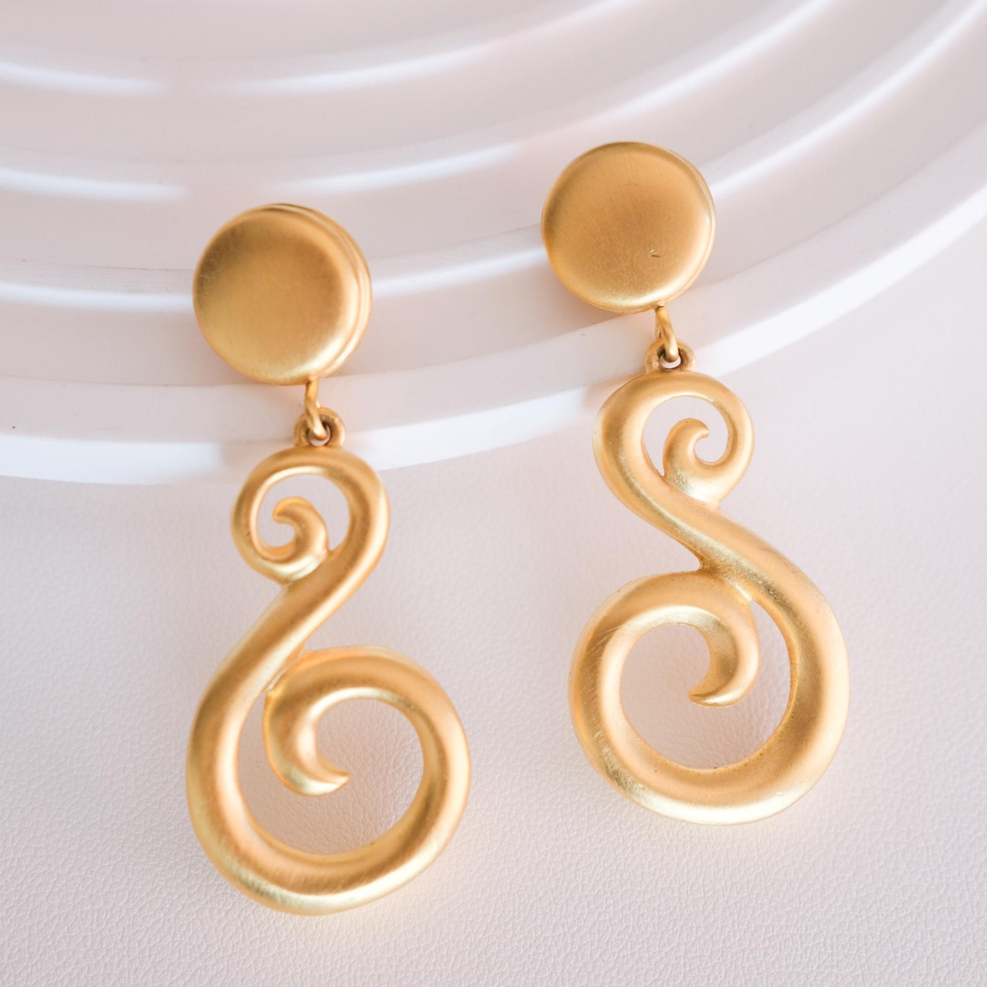 Vintage Givenchy Paris New York Earrings Gold-Tone Swirl Clip-Ons, Jewelry for Women