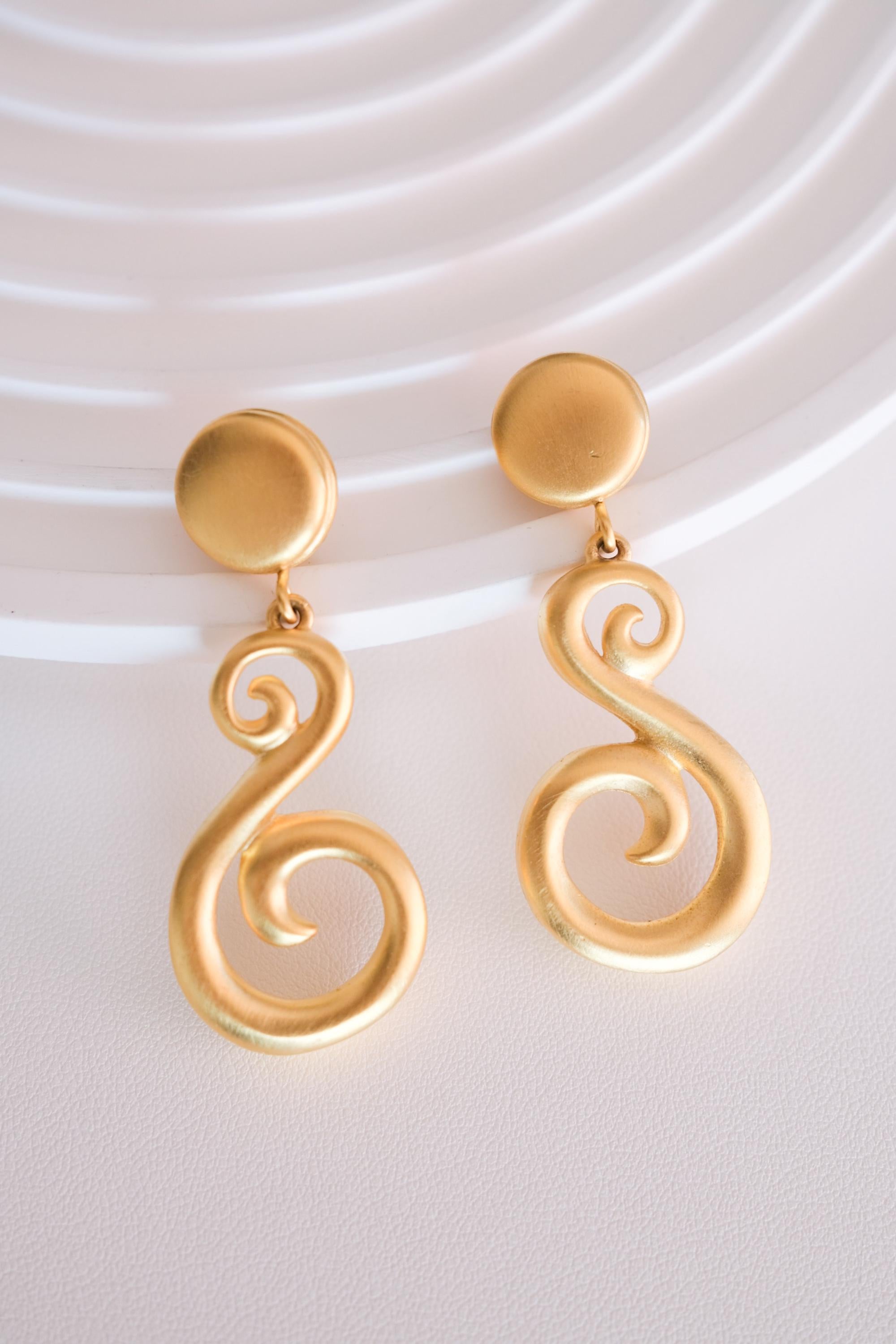 Vintage Givenchy Paris New York Earrings Gold-Tone Swirl Clip-Ons, Jewelry for Women