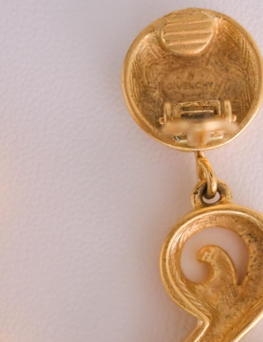Vintage Givenchy Paris New York Earrings Gold-Tone Swirl Clip-Ons, Jewelry for Women