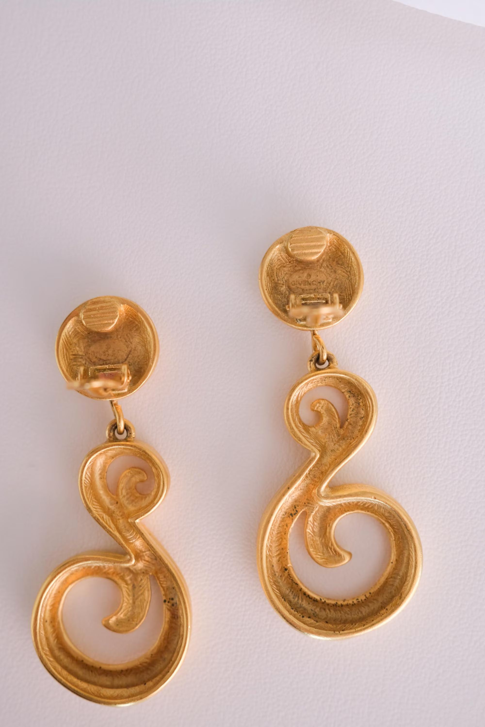 Vintage Givenchy Paris New York Earrings Gold-Tone Swirl Clip-Ons, Jewelry for Women