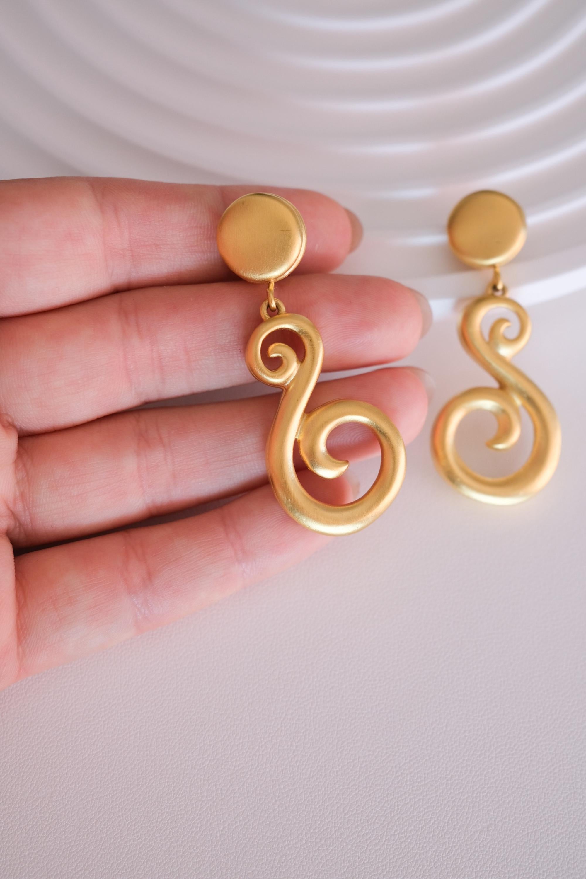 Vintage Givenchy Paris New York Earrings Gold-Tone Swirl Clip-Ons, Jewelry for Women