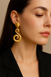 Vintage Givenchy Paris New York Earrings Gold-Tone Swirl Clip-Ons, Jewelry for Women