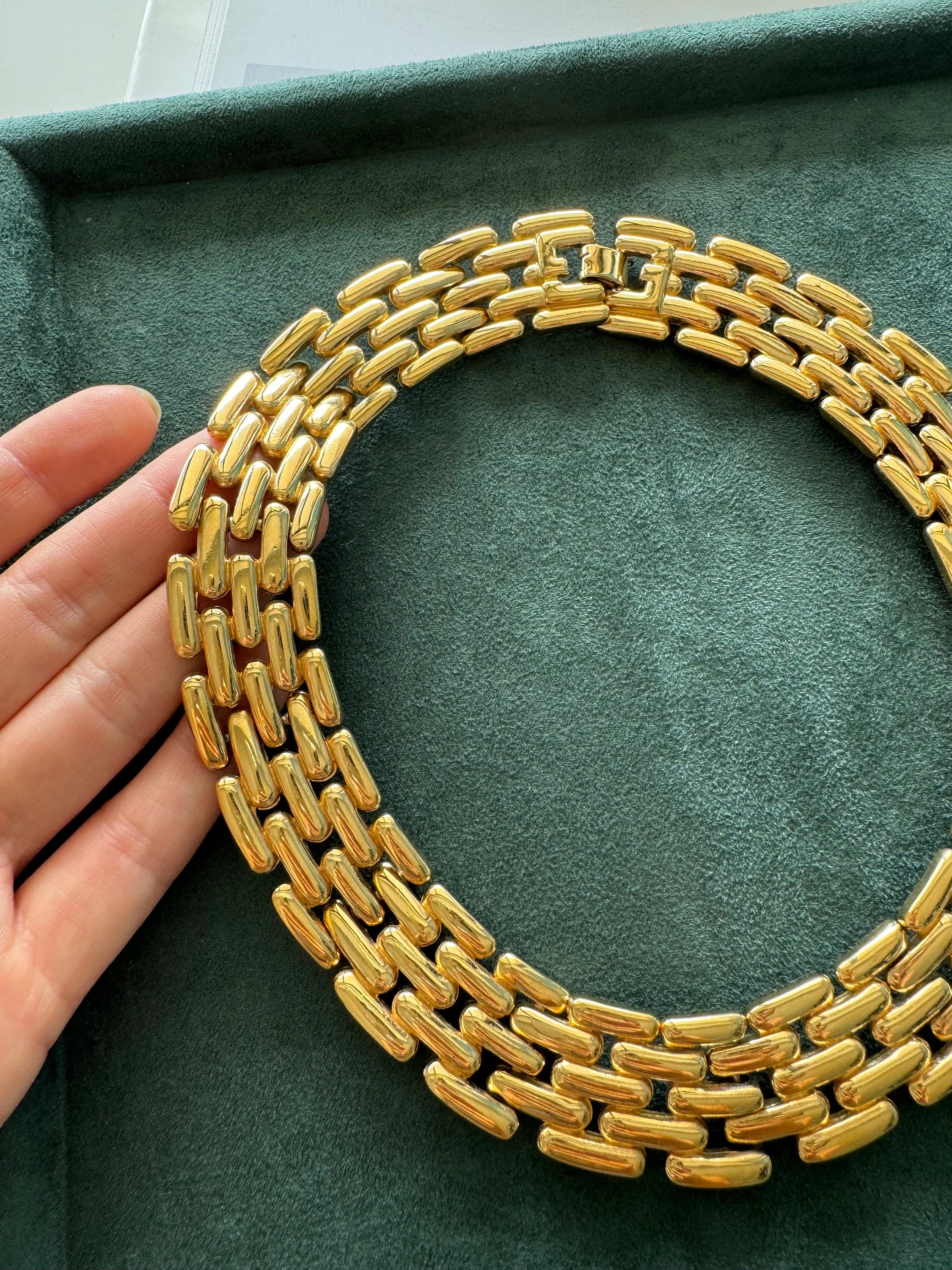 Vintage Givenchy Necklace Choker, wedding choker, Gold Necklace Givenchy, 1980s articulated links necklace, Bridal necklace, gift for her