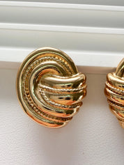 Elegant vintage Givenchy gold rope clip on earrings refined timeless luxury jewelry
