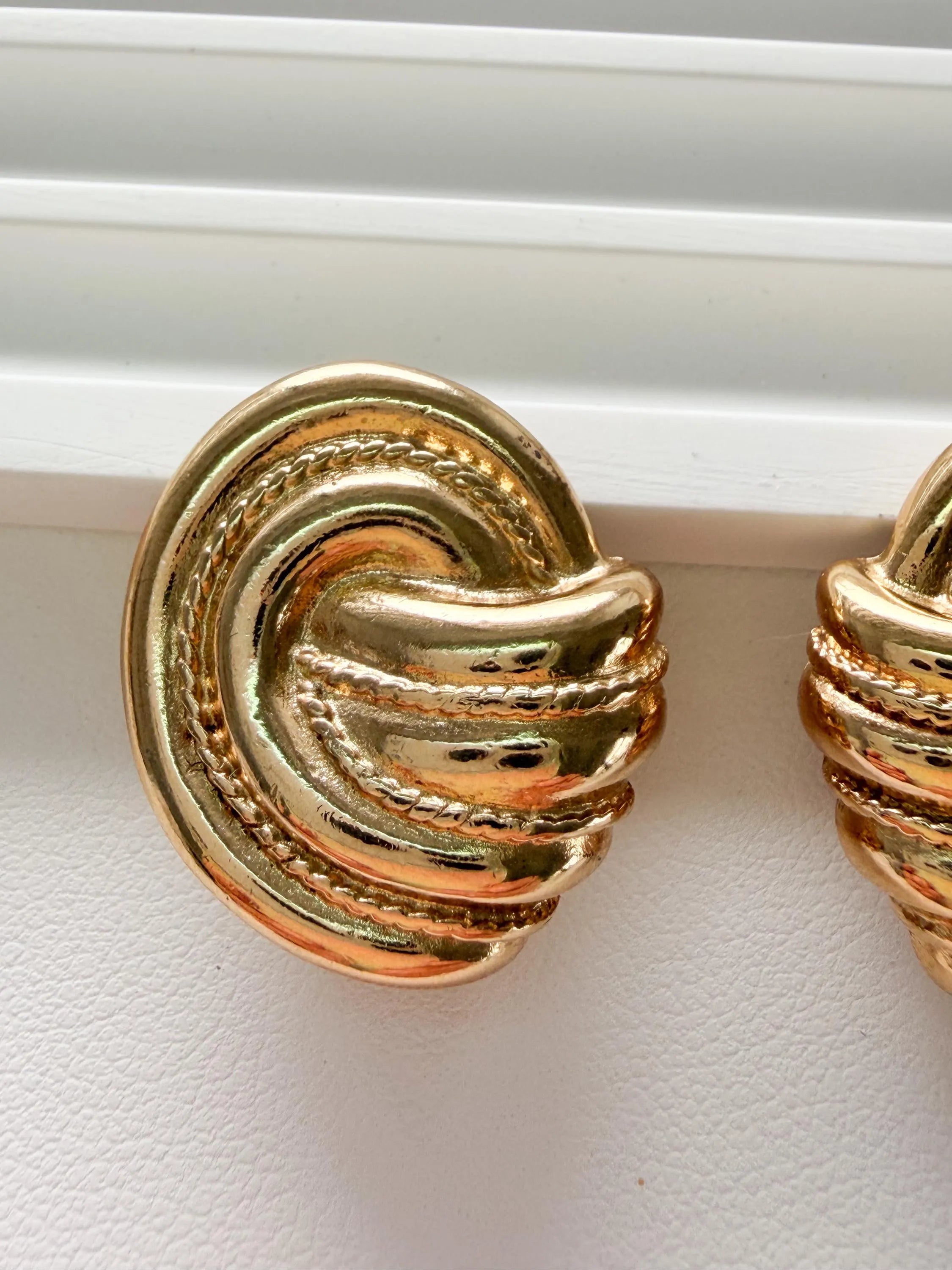 Elegant vintage Givenchy gold rope clip on earrings refined timeless luxury jewelry
