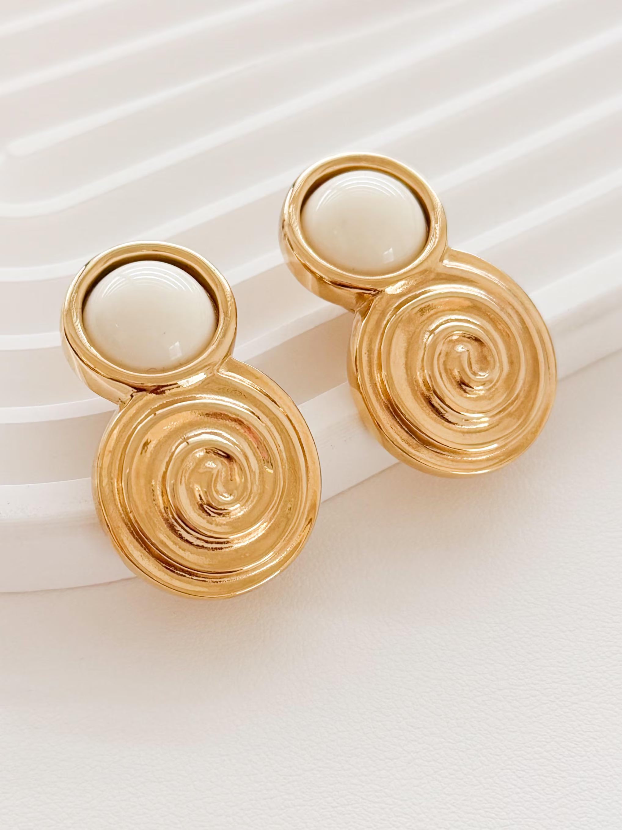 Vintage Givenchy pearl drop earrings gold logo elegant feminine designer jewelry