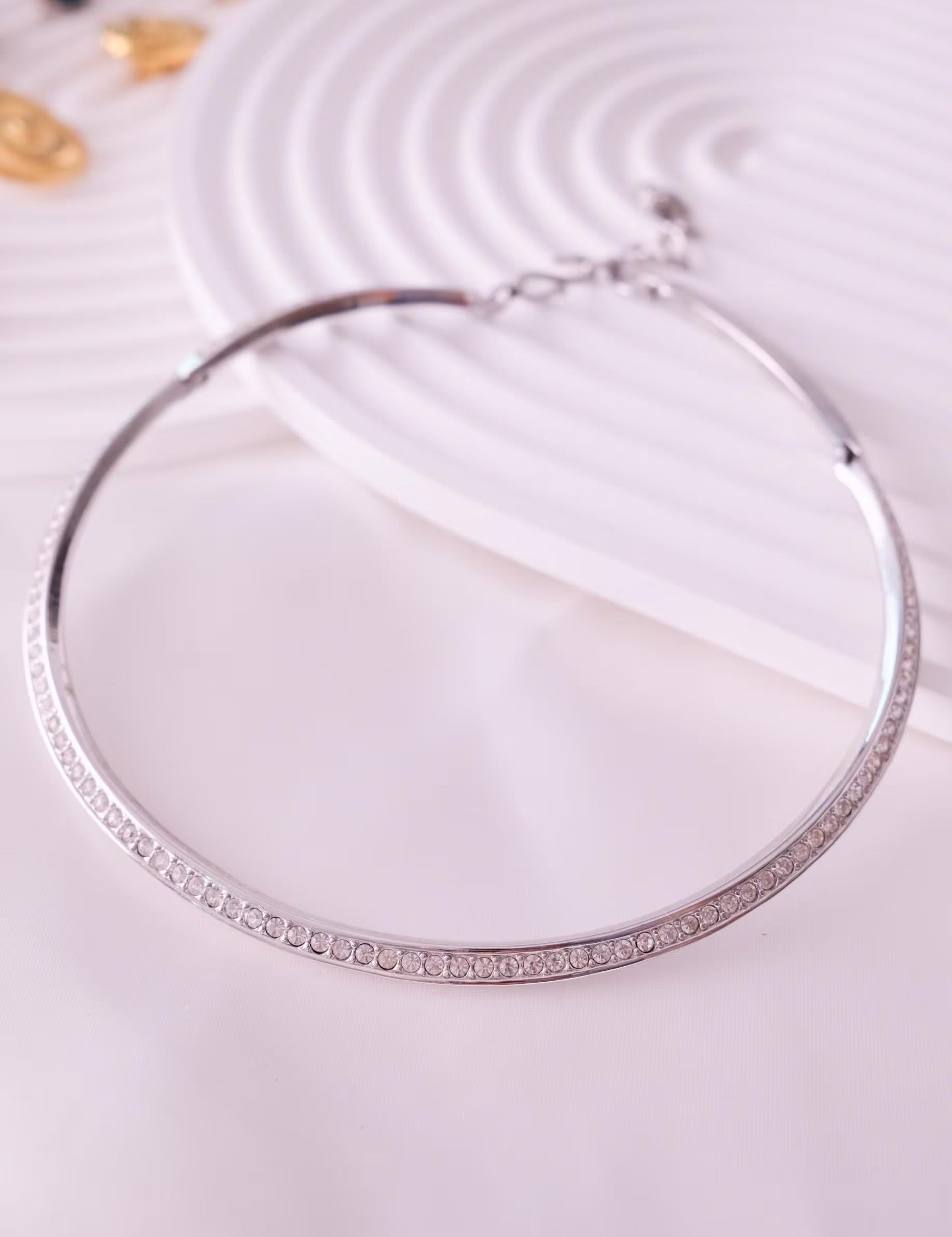 Vintage Givenchy Rhinestone Choker: Signed Silver-Tone Necklace
