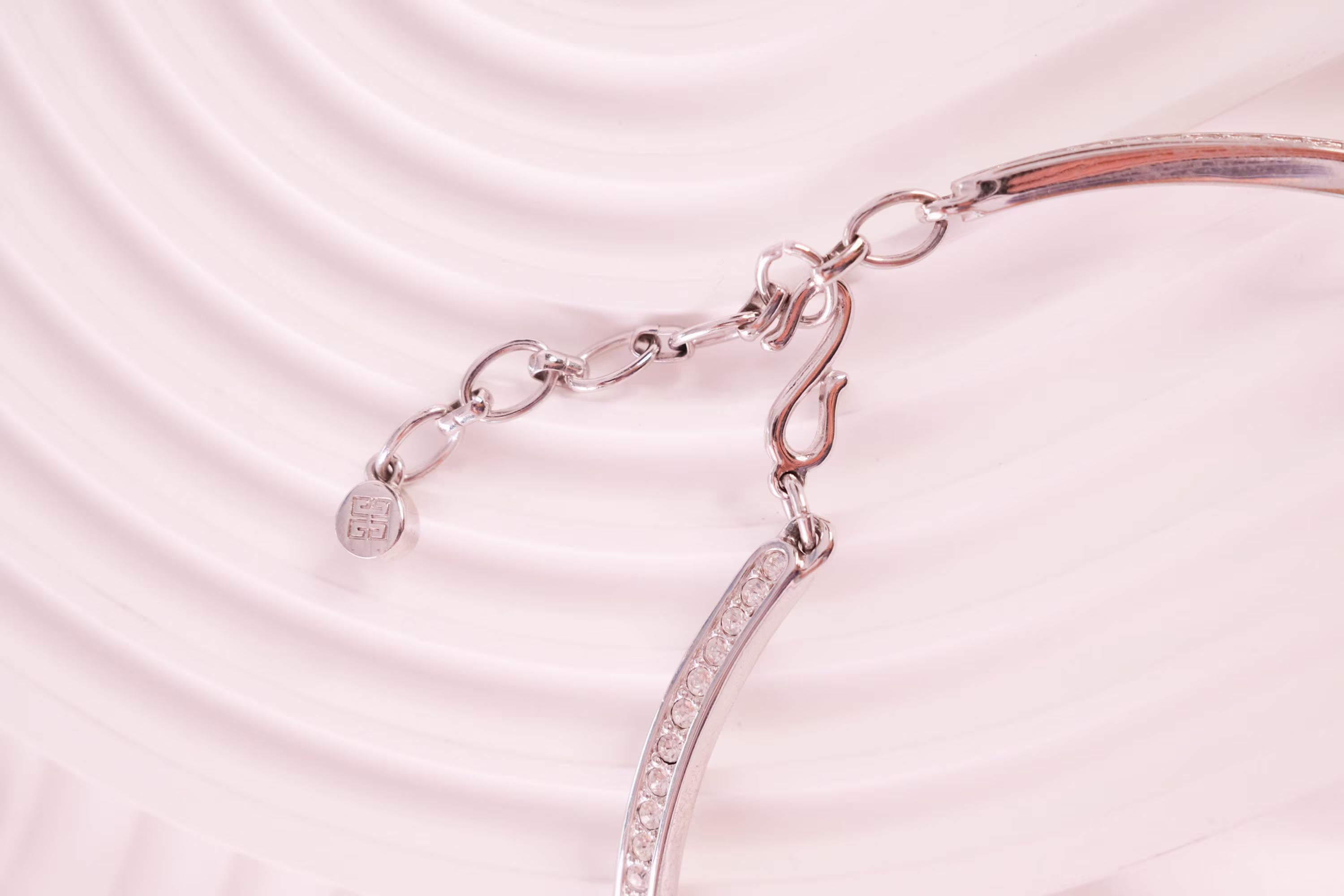 Vintage Givenchy Rhinestone Choker: Signed Silver-Tone Necklace