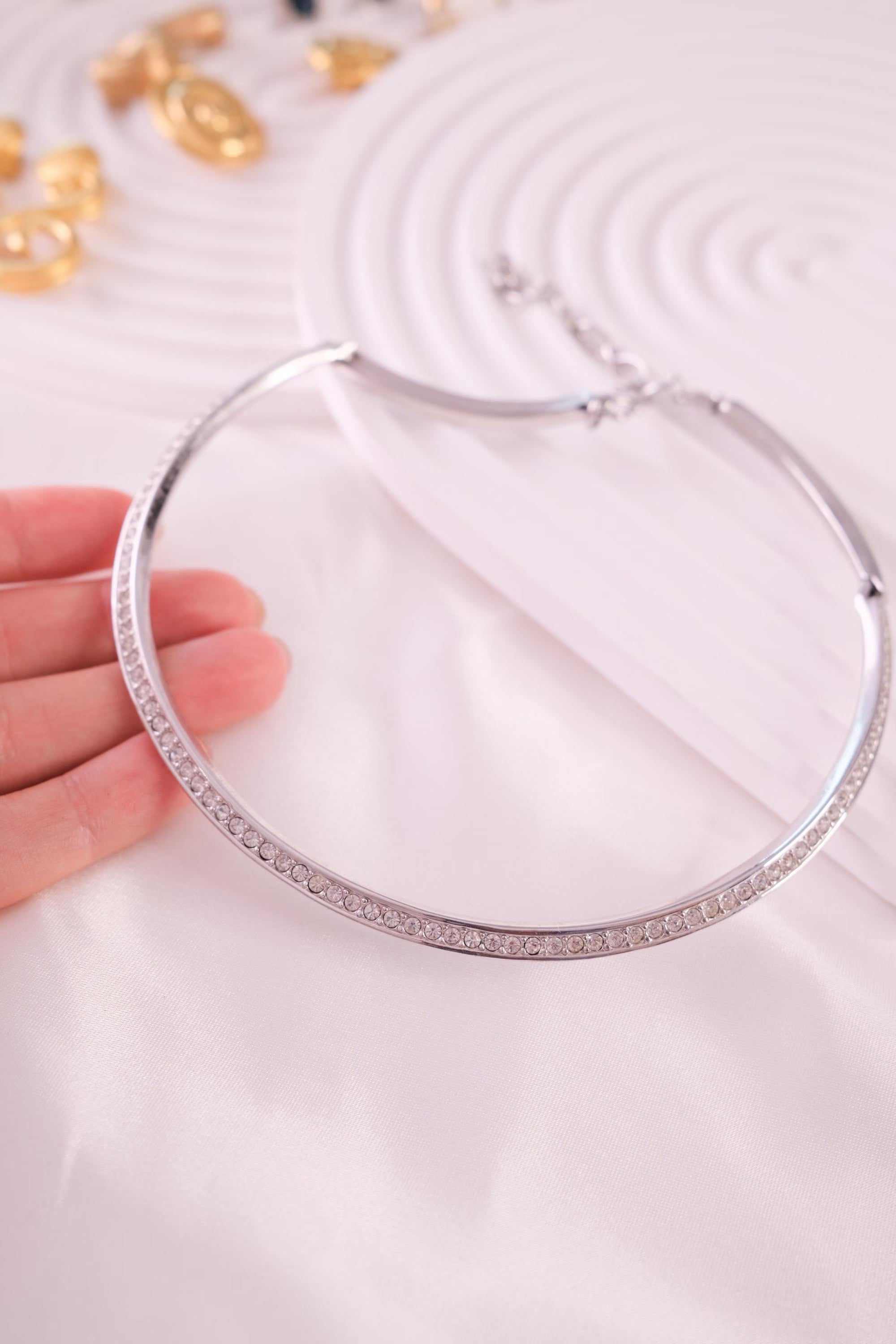 Vintage Givenchy Rhinestone Choker: Signed Silver-Tone Necklace