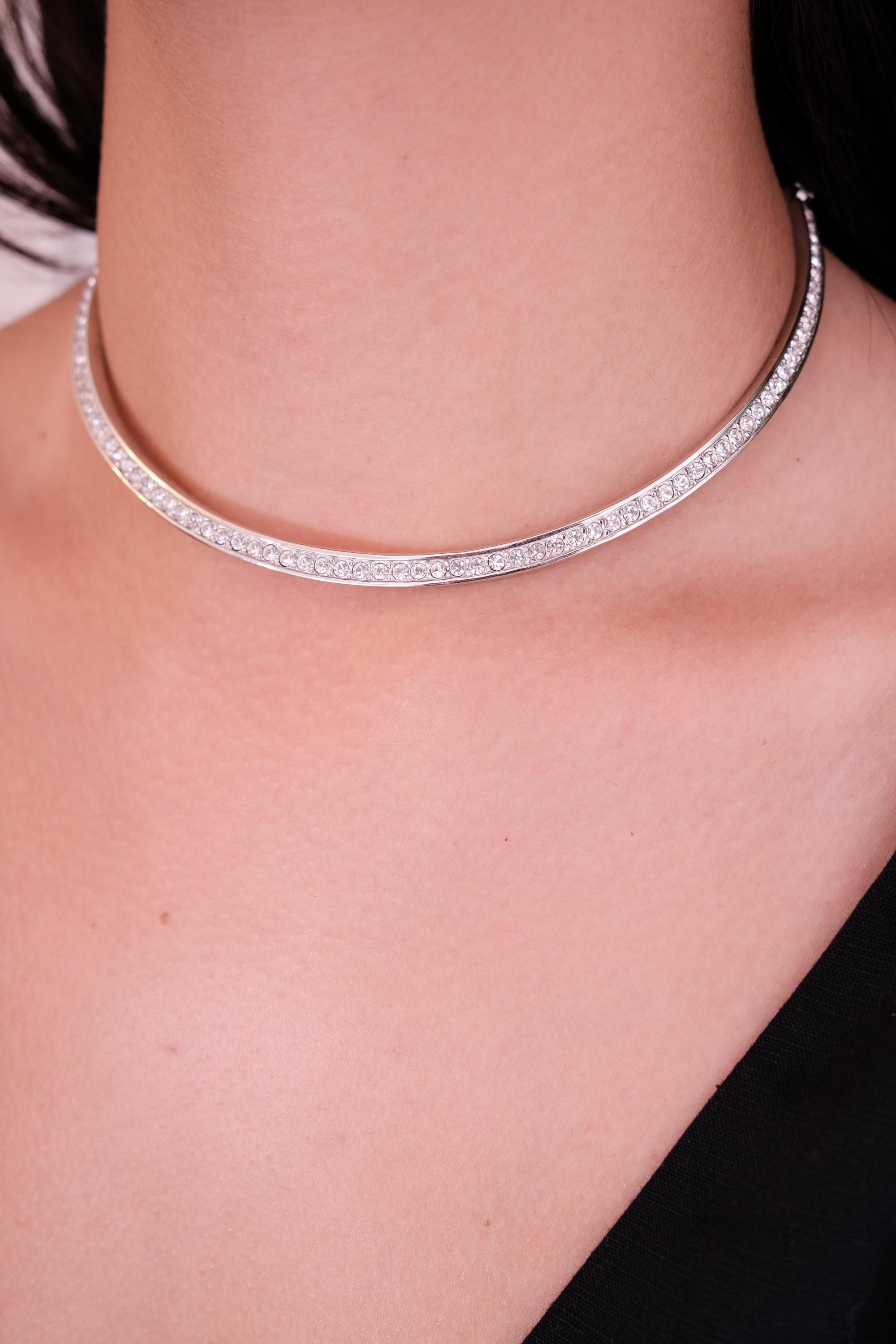 Vintage Givenchy Rhinestone Choker: Signed Silver-Tone Necklace