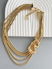 Vintage Givenchy Snake Chain Statement Necklace, Multi Strand Gold Tone Collar with Sculptural Link, Designer Jewelry 1980s 1990s