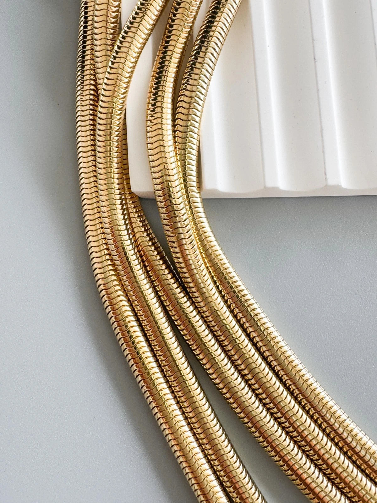 Vintage Givenchy Snake Chain Statement Necklace, Multi Strand Gold Tone Collar with Sculptural Link, Designer Jewelry 1980s 1990s