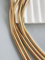 Vintage Givenchy Snake Chain Statement Necklace, Multi Strand Gold Tone Collar with Sculptural Link, Designer Jewelry 1980s 1990s