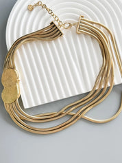 Vintage Givenchy Snake Chain Statement Necklace, Multi Strand Gold Tone Collar with Sculptural Link, Designer Jewelry 1980s 1990s