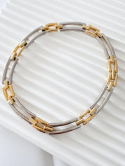 Vintage Givenchy Two-Tone Link Choker Necklace 1980s – Gold Silver Bar Statement Collar – Signed French Designer Jewelry, givenchy choker