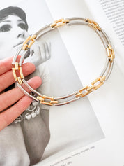 Vintage Givenchy Two-Tone Link Choker Necklace 1980s – Gold Silver Bar Statement Collar – Signed French Designer Jewelry, givenchy choker