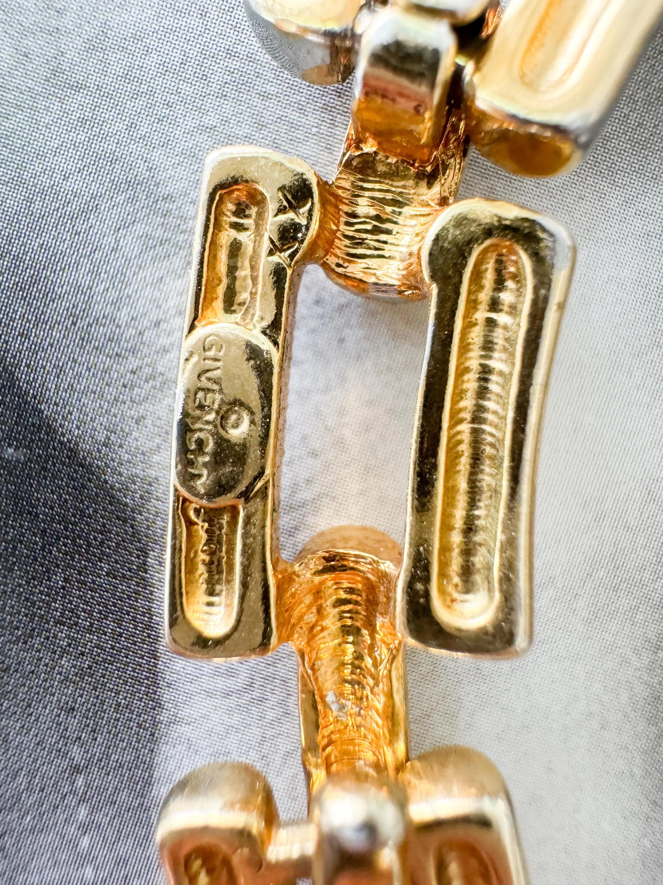 Vintage Givenchy Two-Tone Link Choker Necklace 1980s – Gold Silver Bar Statement Collar – Signed French Designer Jewelry, givenchy choker