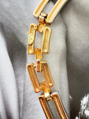 Vintage Givenchy Two-Tone Link Choker Necklace 1980s – Gold Silver Bar Statement Collar – Signed French Designer Jewelry, givenchy choker