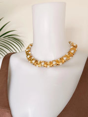 Vintage gold choker set styled with dress refined chic outfit