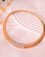 Vintage Gold Tone Choker Necklace: Rhinestone Accent Jewelry