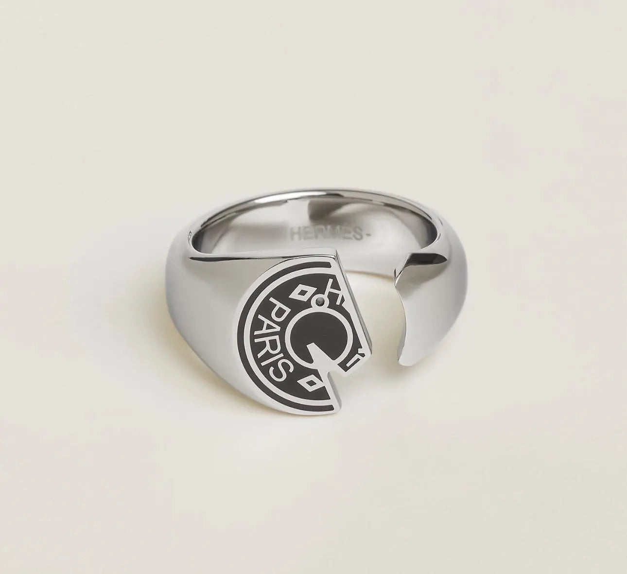 Vintage Hermes Carrousel Ring, Vintage Silver Tone  Ring, Laquered Ring, Jewelry for Women, gift for him, Unisex ring, Gift for her