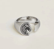 Vintage Hermes Carrousel Ring, Vintage Silver Tone  Ring, Laquered Ring, Jewelry for Women, gift for him, Unisex ring, Gift for her
