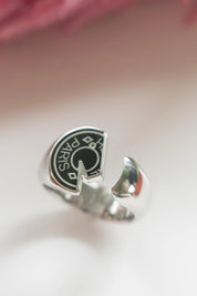 Vintage Hermes Carrousel Ring, Vintage Silver Tone  Ring, Laquered Ring, Jewelry for Women, gift for him, Unisex ring, Gift for her