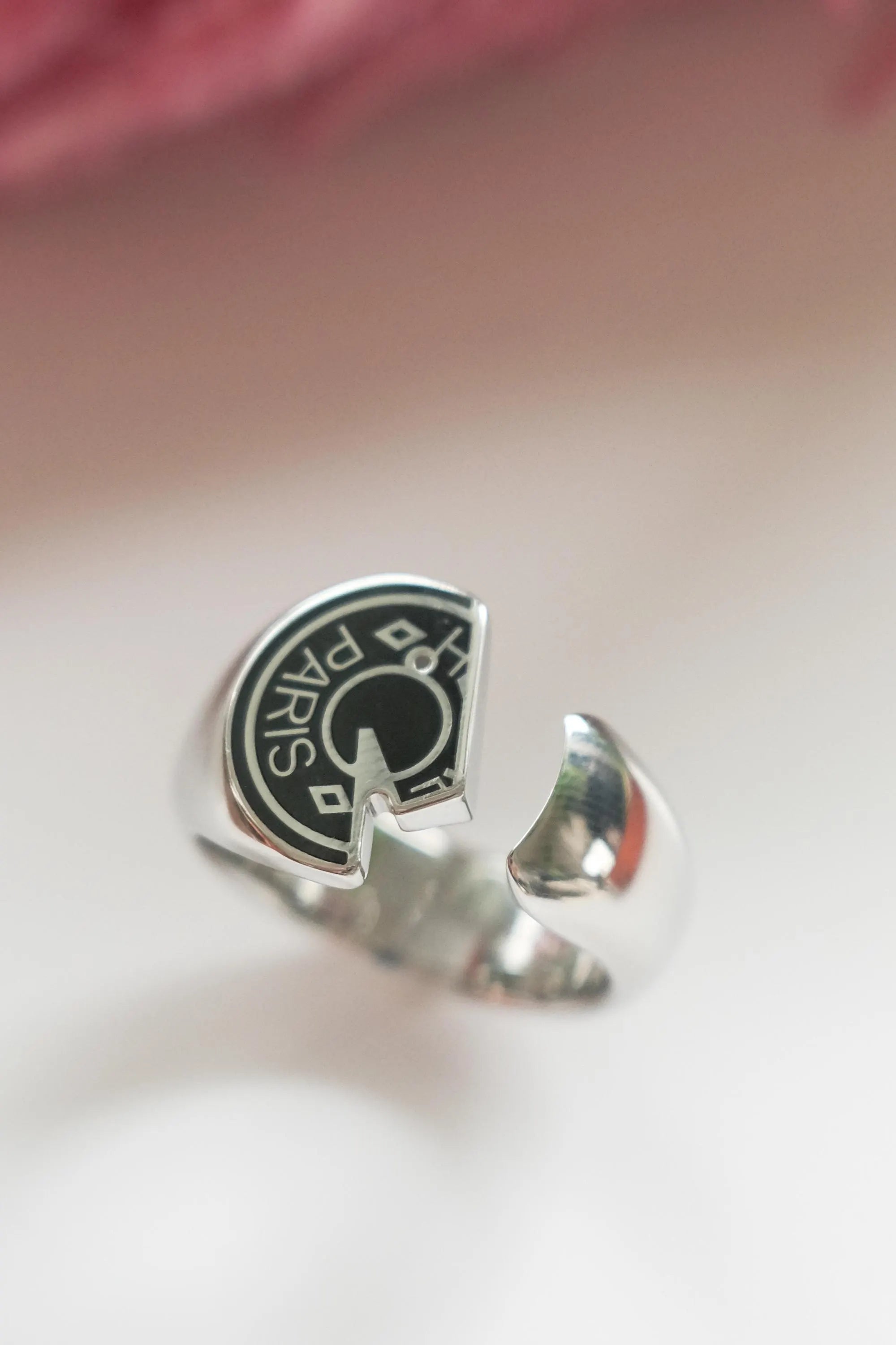 Vintage Hermes Carrousel Ring, Vintage Silver Tone  Ring, Laquered Ring, Jewelry for Women, gift for him, Unisex ring, Gift for her