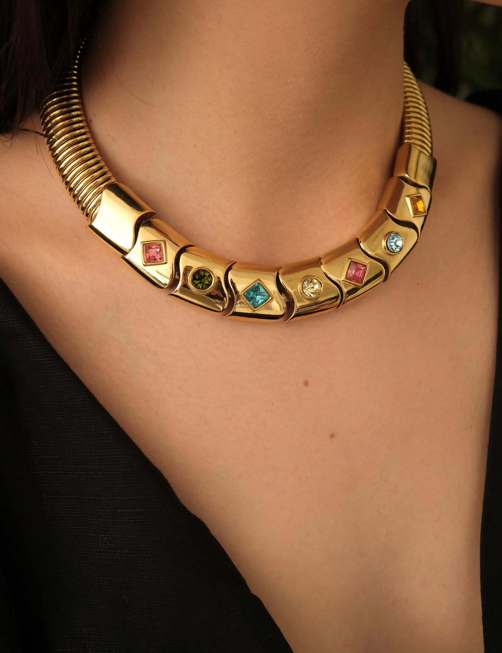 Vintage Gold necklace Choker, unsigned vintage necklace, bridal necklace, gift for her, vintage jewelry, link chain necklace, Women Jewelry