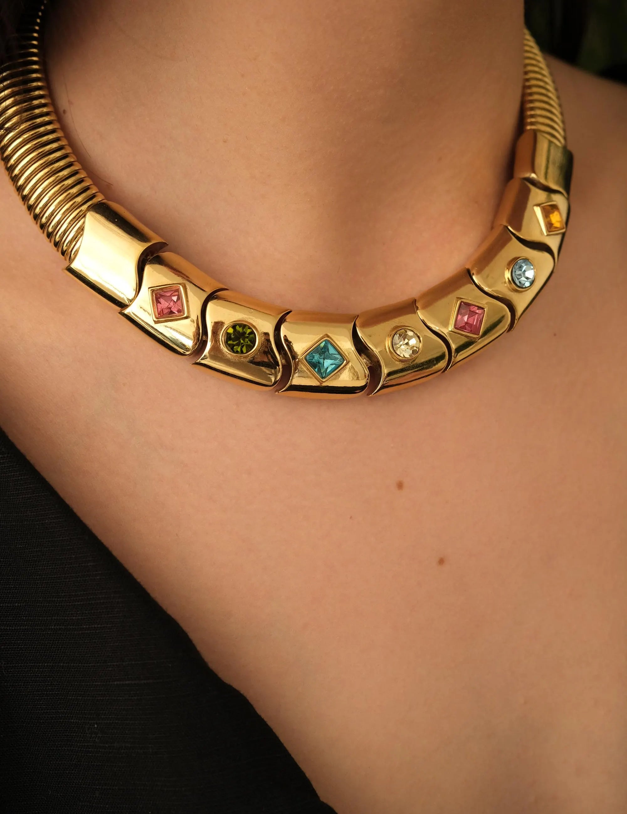 Vintage Gold necklace Choker, unsigned vintage necklace, bridal necklace, gift for her, vintage jewelry, link chain necklace, Women Jewelry