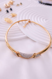 Vintage Lanvin Gaspipe Choker Necklace – 1980s Gold Tone  Tubogas Collar, 43cm , Choker Necklace Gold, Women Charm Necklace, Modern Bridal Necklace, necklace for mom