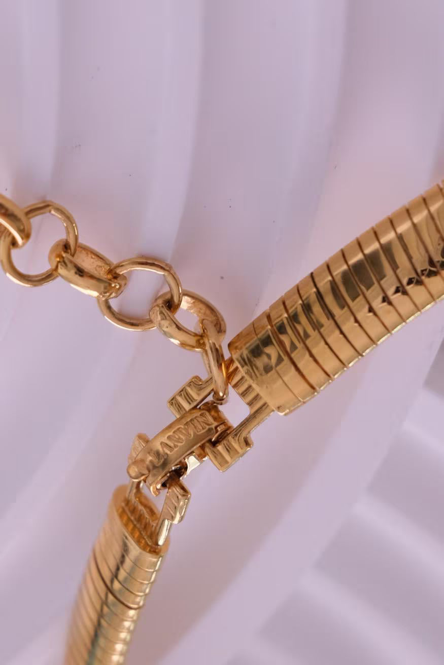 Vintage Lanvin Gaspipe Choker Necklace – 1980s Gold Tone  Tubogas Collar, 43cm , Choker Necklace Gold, Women Charm Necklace, Modern Bridal Necklace, necklace for mom