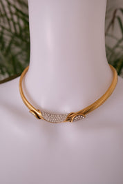 Vintage Lanvin Gaspipe Choker Necklace – 1980s Gold Tone  Tubogas Collar, 43cm , Choker Necklace Gold, Women Charm Necklace, Modern Bridal Necklace, necklace for mom