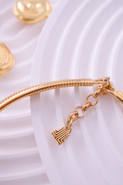 Vintage Lanvin Gaspipe Choker Necklace – 1980s Gold Tone  Tubogas Collar, 43cm , Choker Necklace Gold, Women Charm Necklace, Modern Bridal Necklace, necklace for mom