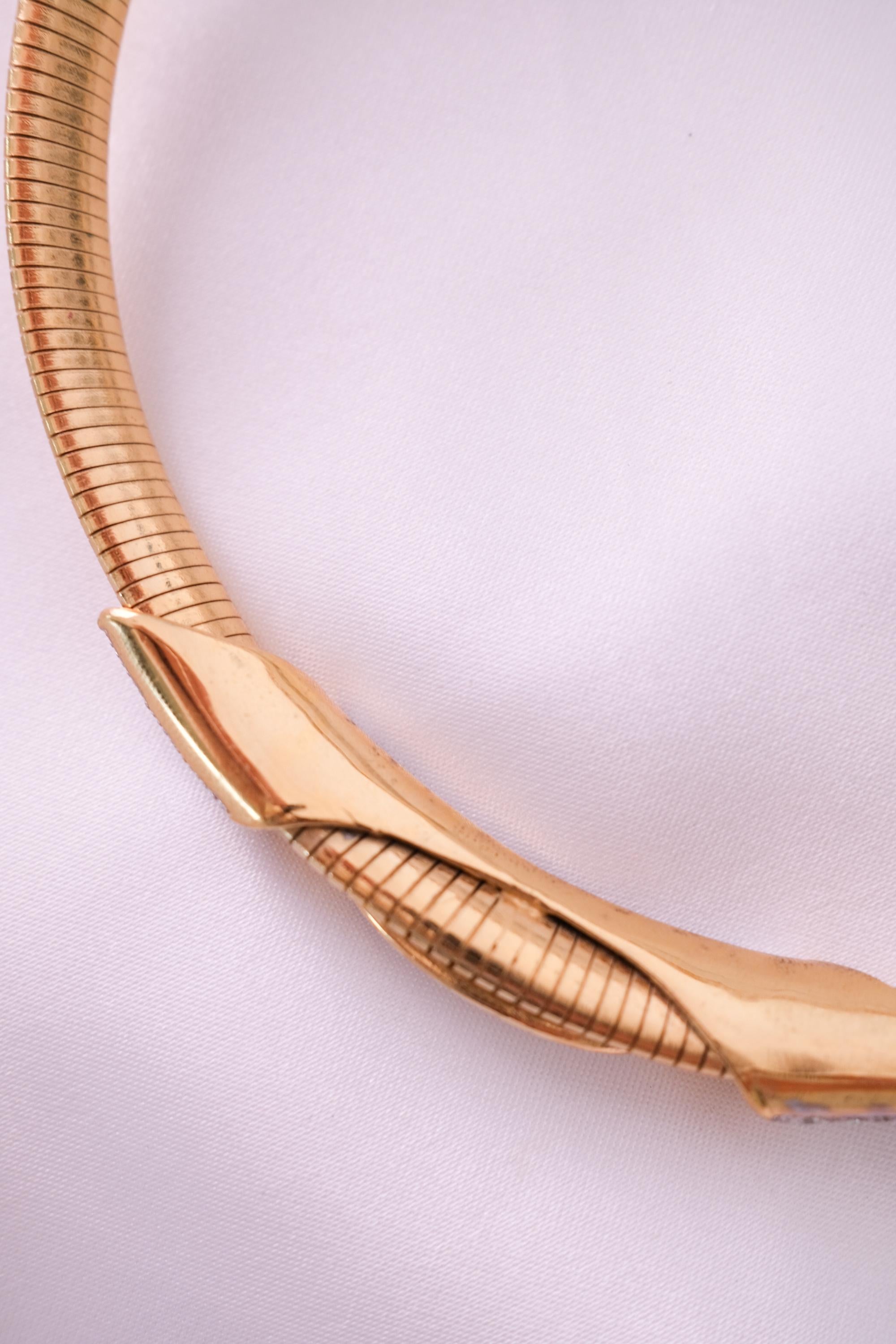 Vintage Lanvin Gaspipe Choker Necklace – 1980s Gold Tone  Tubogas Collar, 43cm , Choker Necklace Gold, Women Charm Necklace, Modern Bridal Necklace, necklace for mom