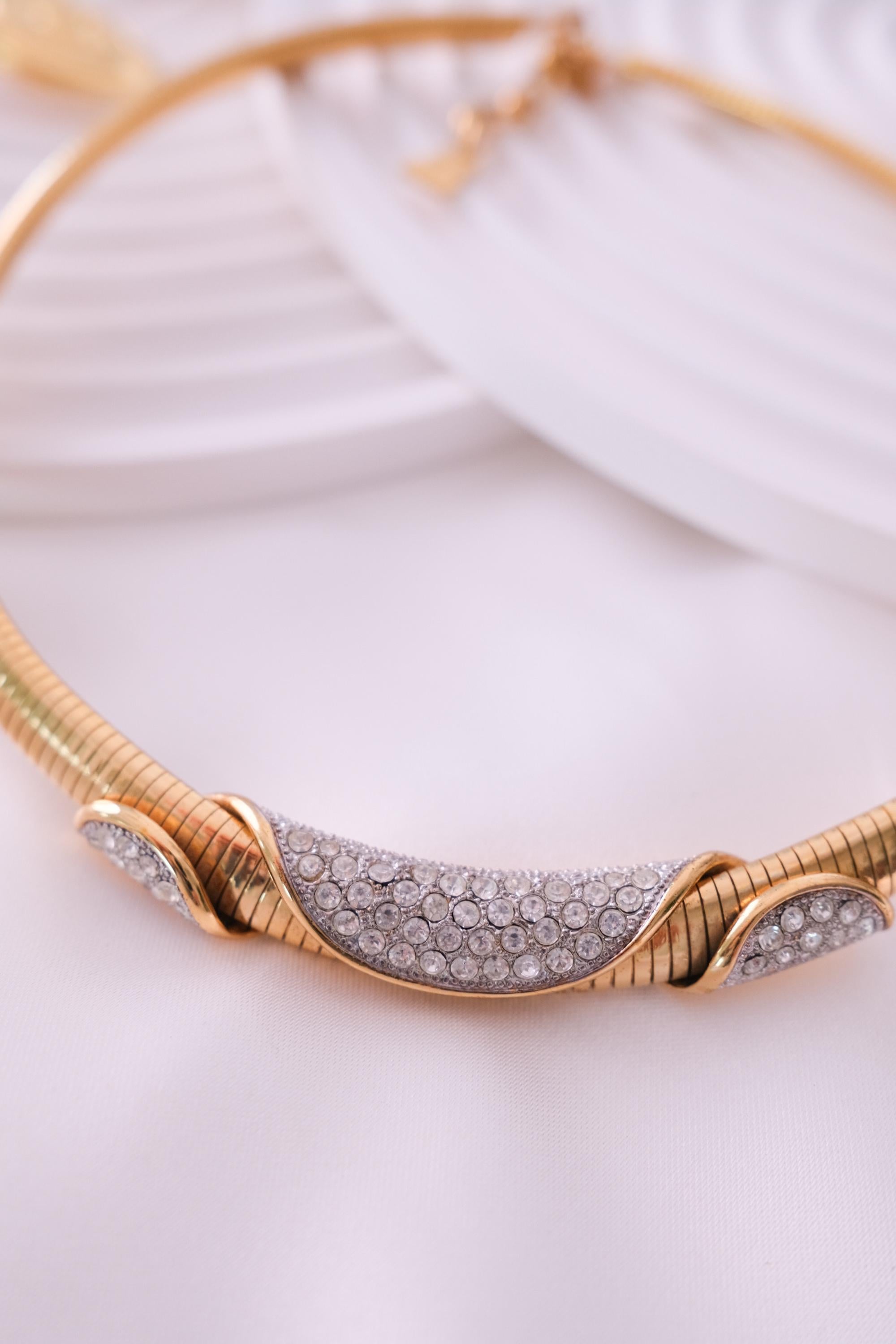 Vintage Lanvin Gaspipe Choker Necklace – 1980s Gold Tone  Tubogas Collar, 43cm , Choker Necklace Gold, Women Charm Necklace, Modern Bridal Necklace, necklace for mom
